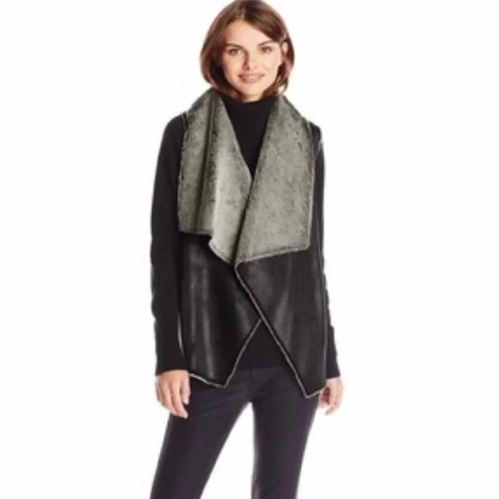 Marc New York by Andrew Marc Women's Black Faux Sherpa Vest Size Small - Picture 1 of 12